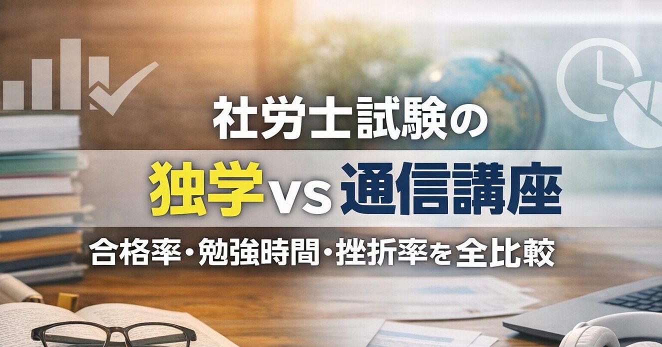 社労士試験の独学vs通信講座｜合格率・勉強時間・挫折率を全比較