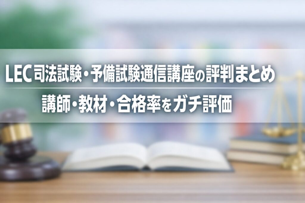 LEC司法試験・予備試験通信講座の評判まとめ｜講師・教材・合格率をガチ評価