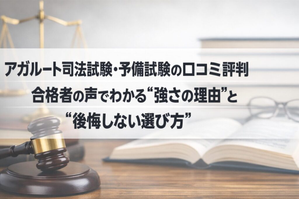 アガルート司法試験・予備試験の口コミ評判｜合格者の声でわかる“強さの理由”と“後悔しない選び方”