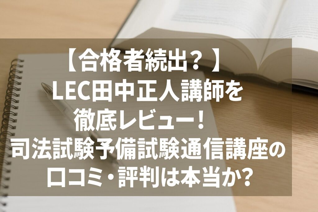 【合格者続出？】LEC田中正人講師を徹底レビュー！予備試験通信講座の口コミ・評判は本当か？