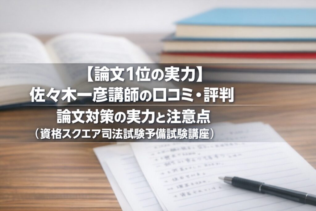 【論文1位の実力】佐々木一彦講師の口コミ・評判｜論文対策の実力と注意点(資格スクエア司法試験予備試験講座)