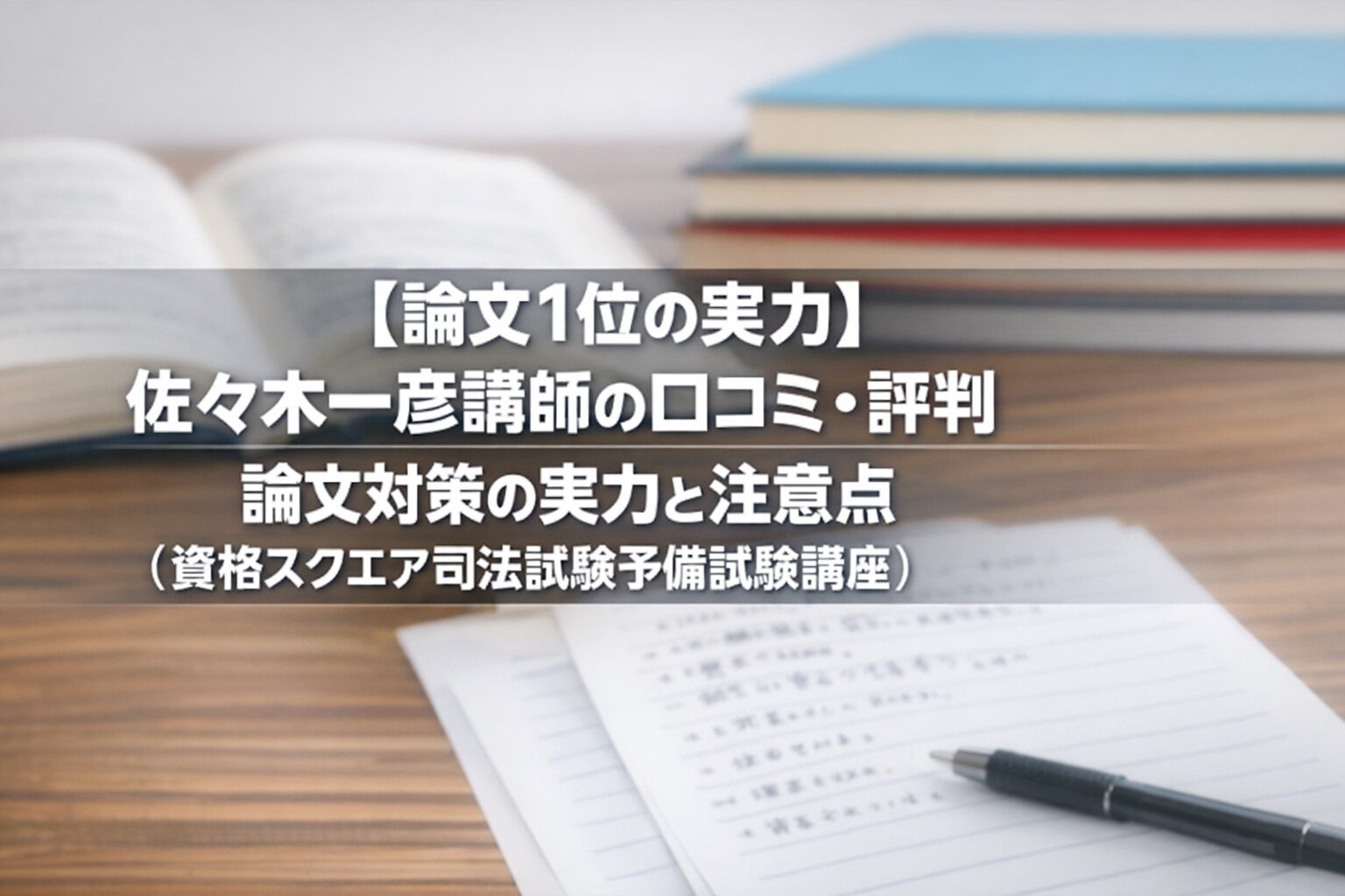 【論文1位の実力】佐々木一彦講師の口コミ・評判｜論文対策の実力と注意点(資格スクエア司法試験予備試験講座)
