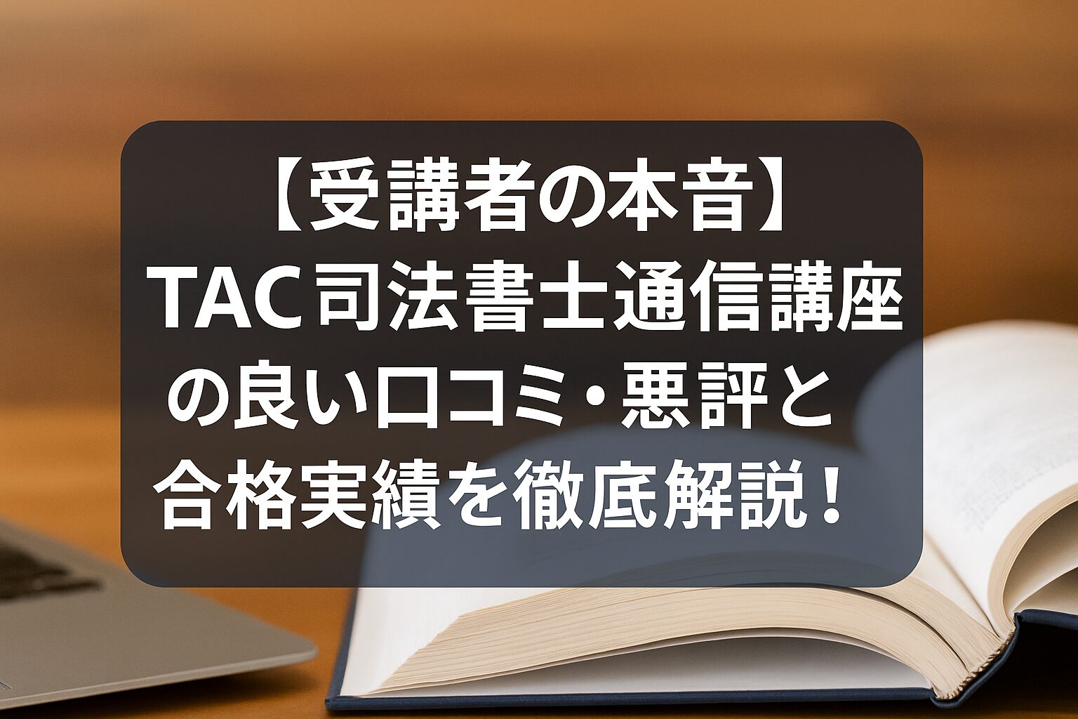 【受講者の本音】TAC司法書士通信講座の良い口コミ・悪評と合格実績を徹底解説！