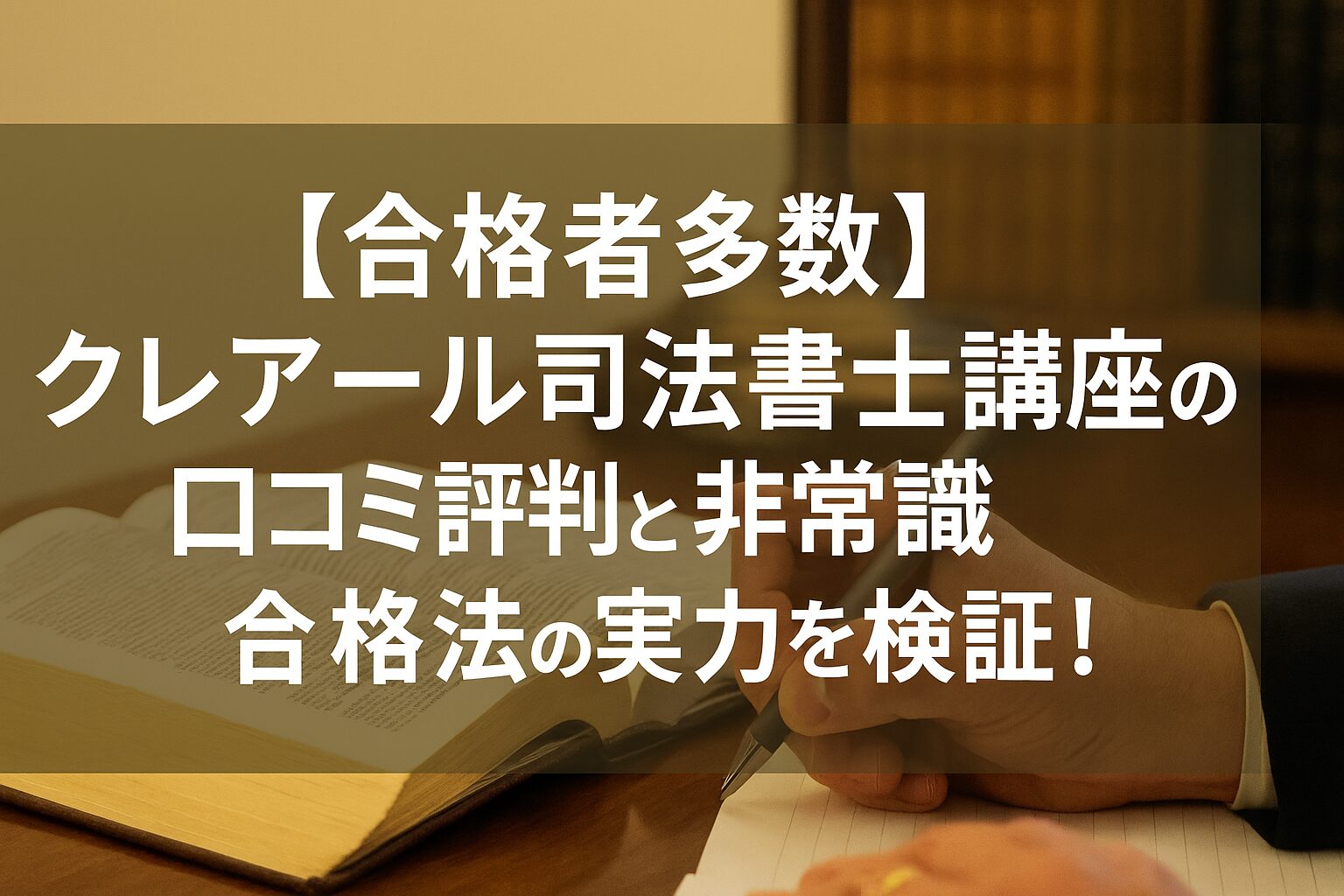 【合格者多数】クレアール司法書士講座の口コミ評判と非常識合格法の実力を検証！