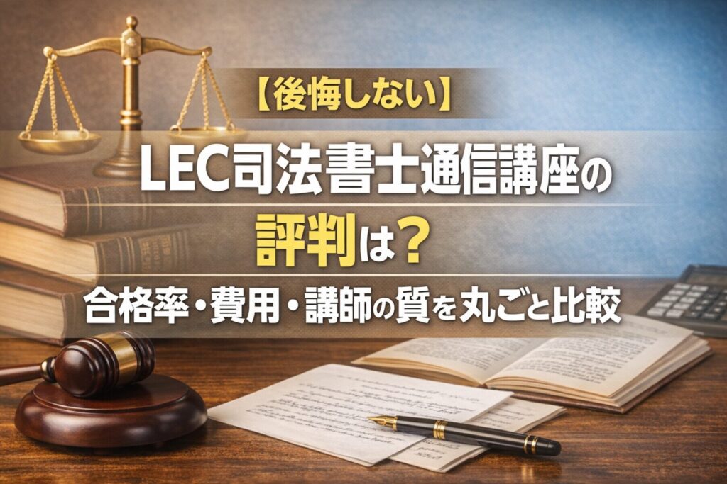 【後悔しない】LEC司法書士通信講座の評判は？合格率・費用・講師の質を丸ごと比較