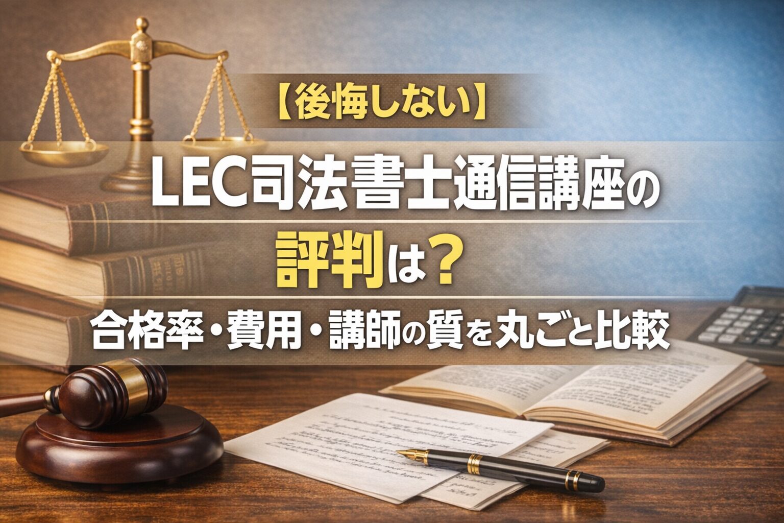 【後悔しない】LEC司法書士通信講座の評判は?合格率・費用・講師の質を丸ごと比較