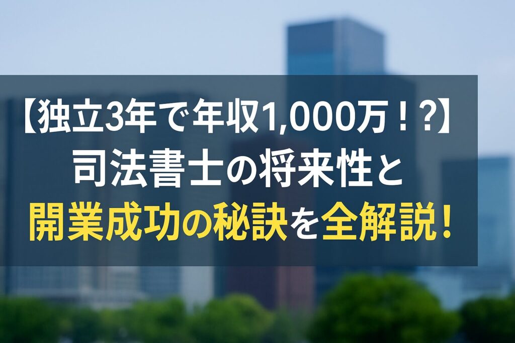 【独立3年で年収1,000万？】司法書士の将来性と開業成功の秘訣を全解説！