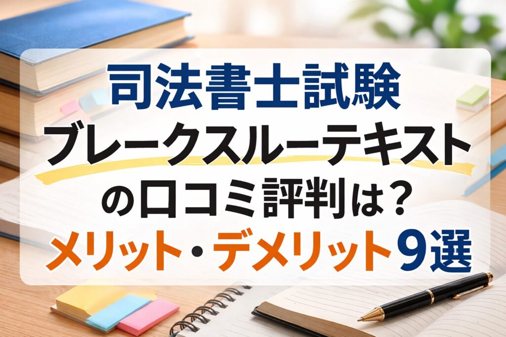 司法書士試験ブレークスルーテキストの口コミ評判は？メリット・デメリット9選