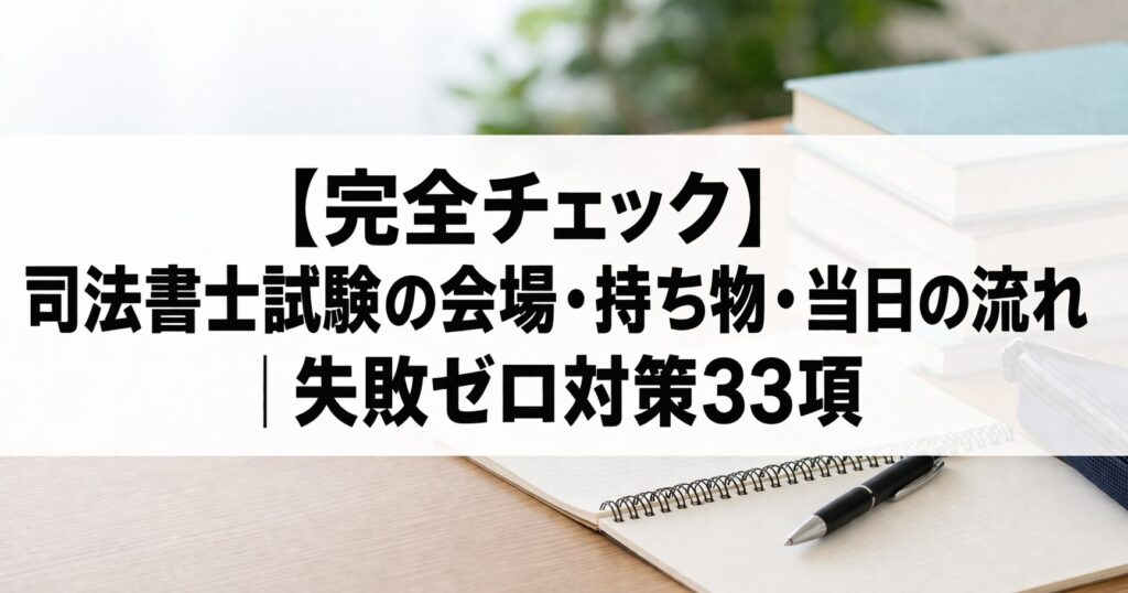 【完全チェック】司法書士試験の会場・持ち物・当日の流れ｜失敗ゼロ対策33項