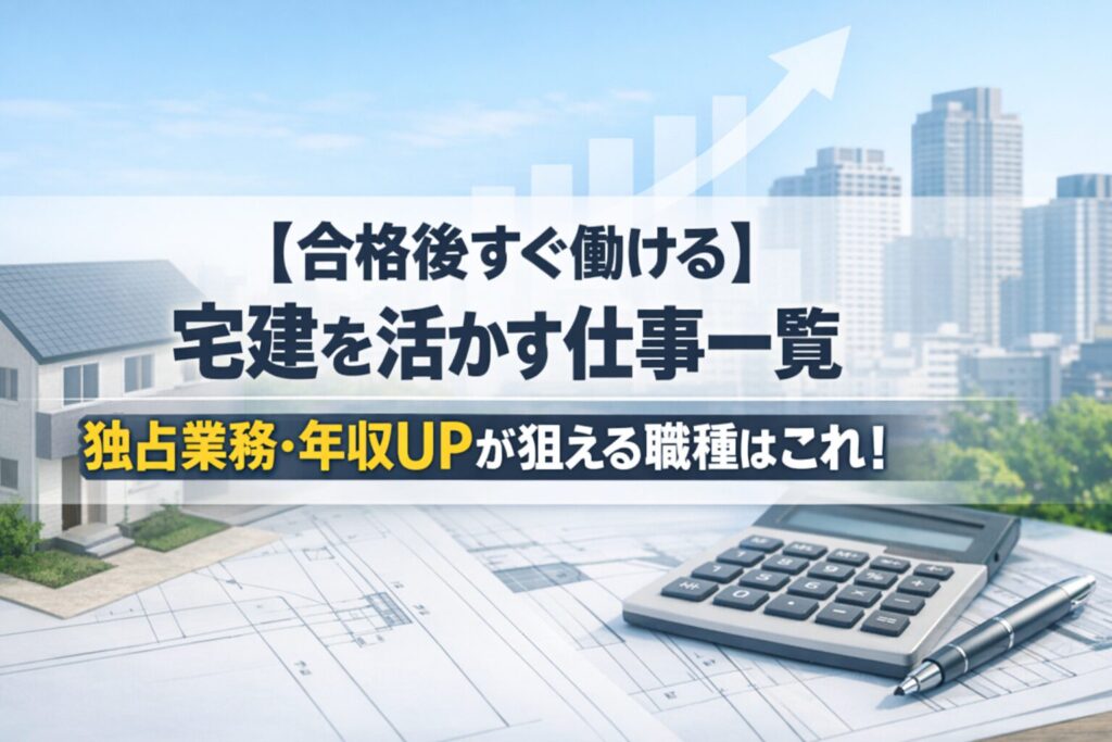 【合格後すぐ働ける】宅建を活かす仕事一覧｜独占業務・年収UPが狙える職種はこれ！