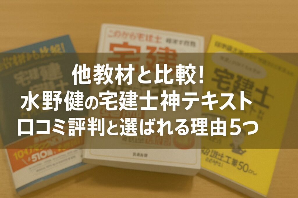 他教材と比較！水野健の宅建士神テキスト口コミ評判と選ばれる理由5つ
